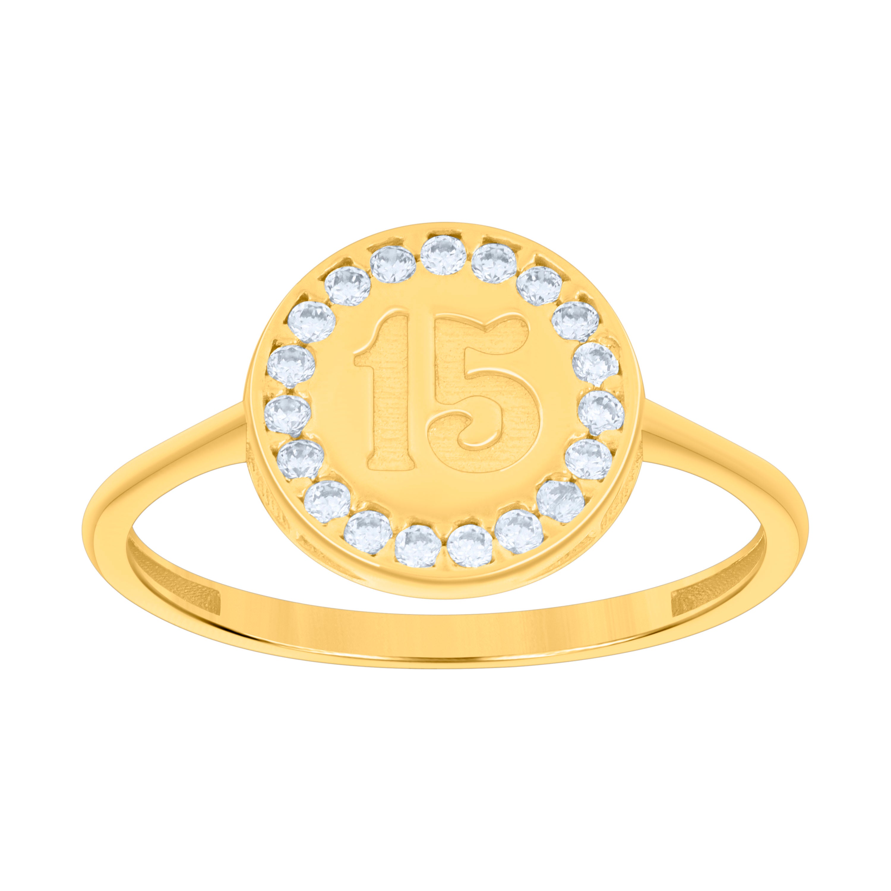 14kt Yellow Gold Womens Cubic-Zirconia Sweet 15 Quinceanera Ring 