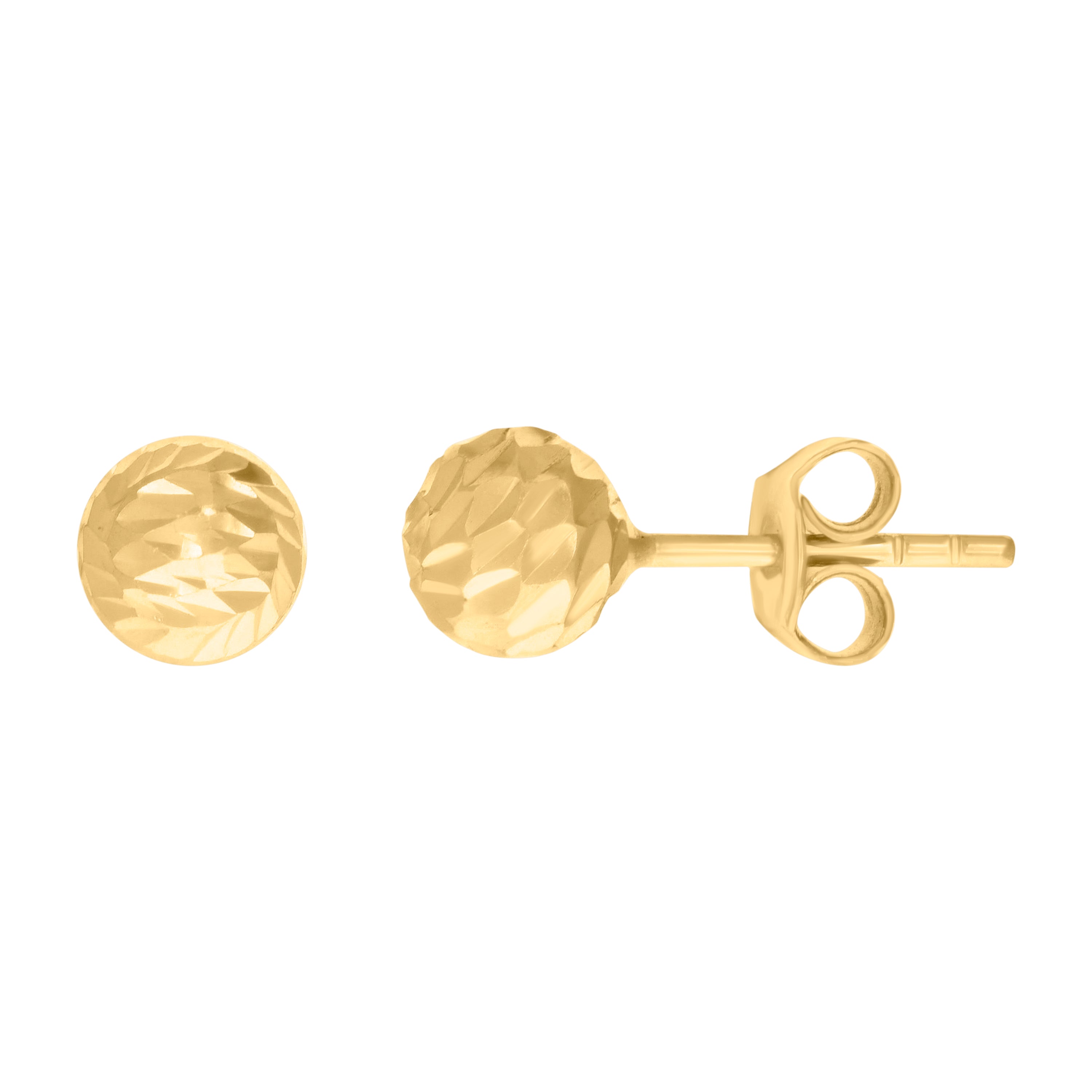 14kt Yellow Gold Womens Diamon-cut 6mm Ball Stud Earrings 