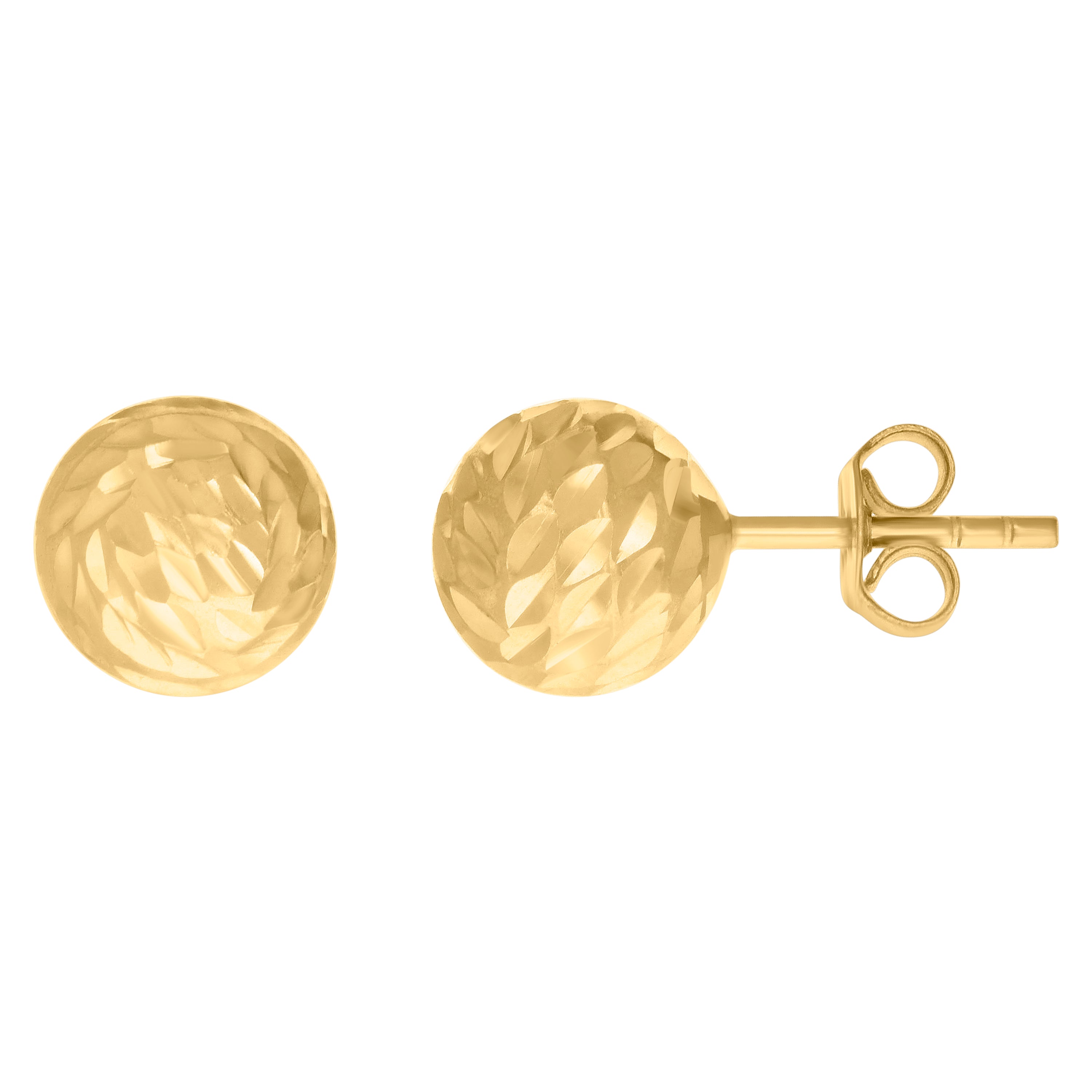 14kt Yellow Gold Womens Diamond-cut Ball Stud Earrings 