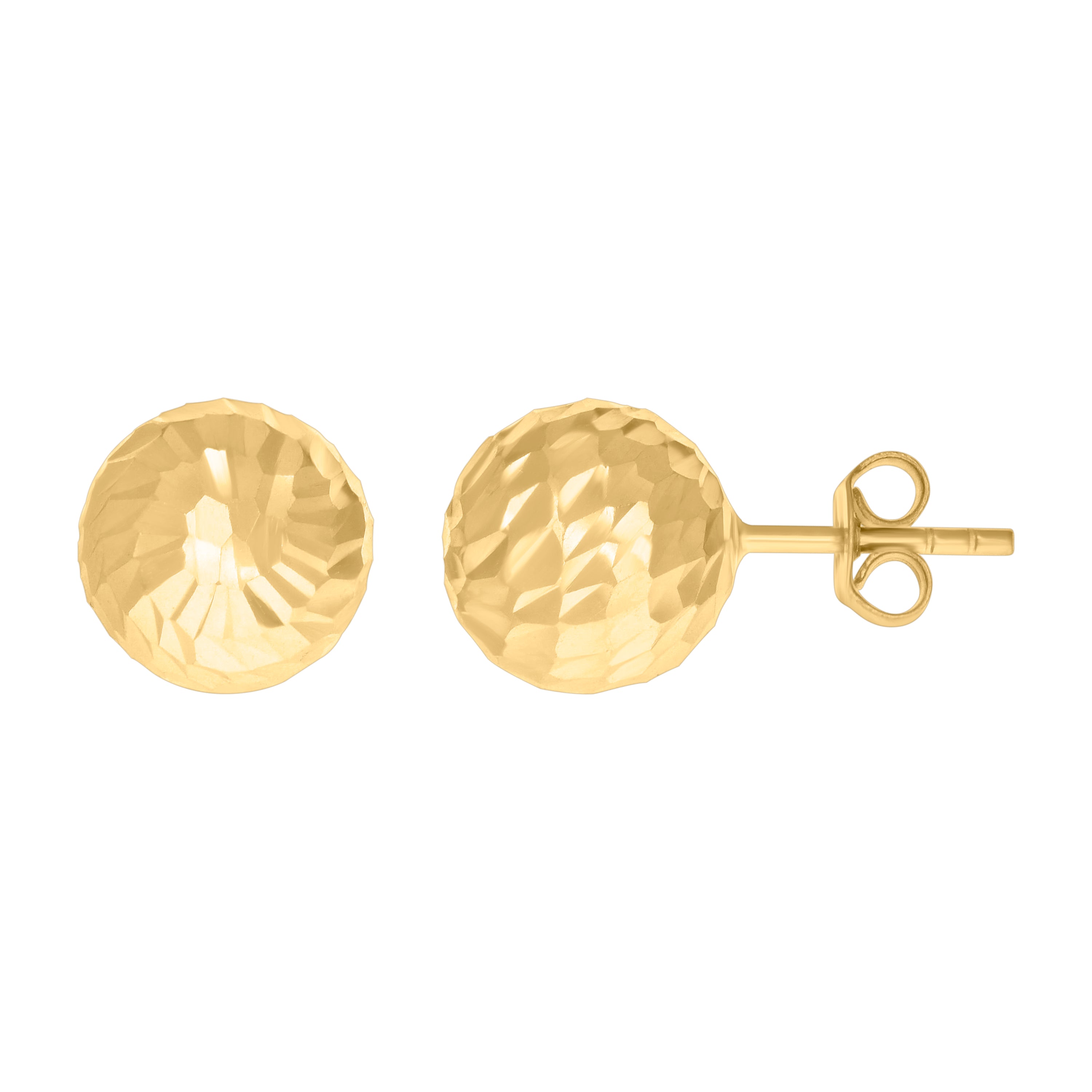 14kt Yellow Gold Womens Diamon-cut 10mm Ball Stud Earrings 