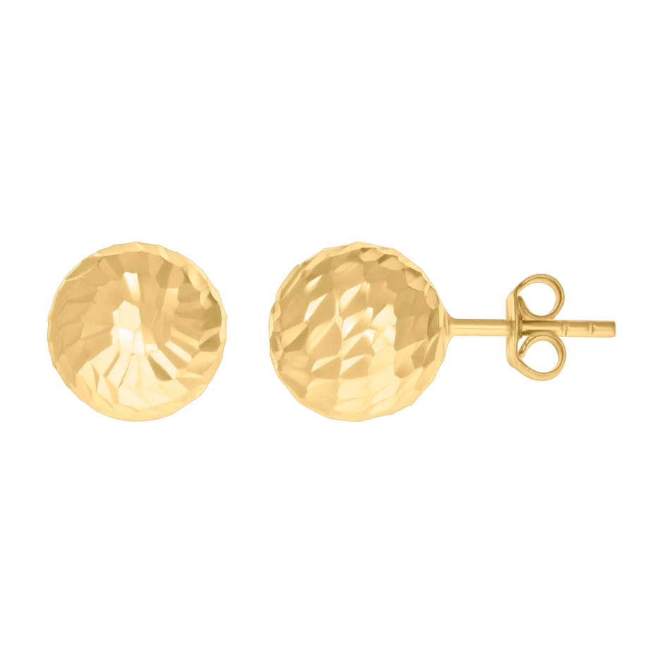 14kt Yellow Gold Womens Diamon-cut 10mm Ball Stud Earrings 