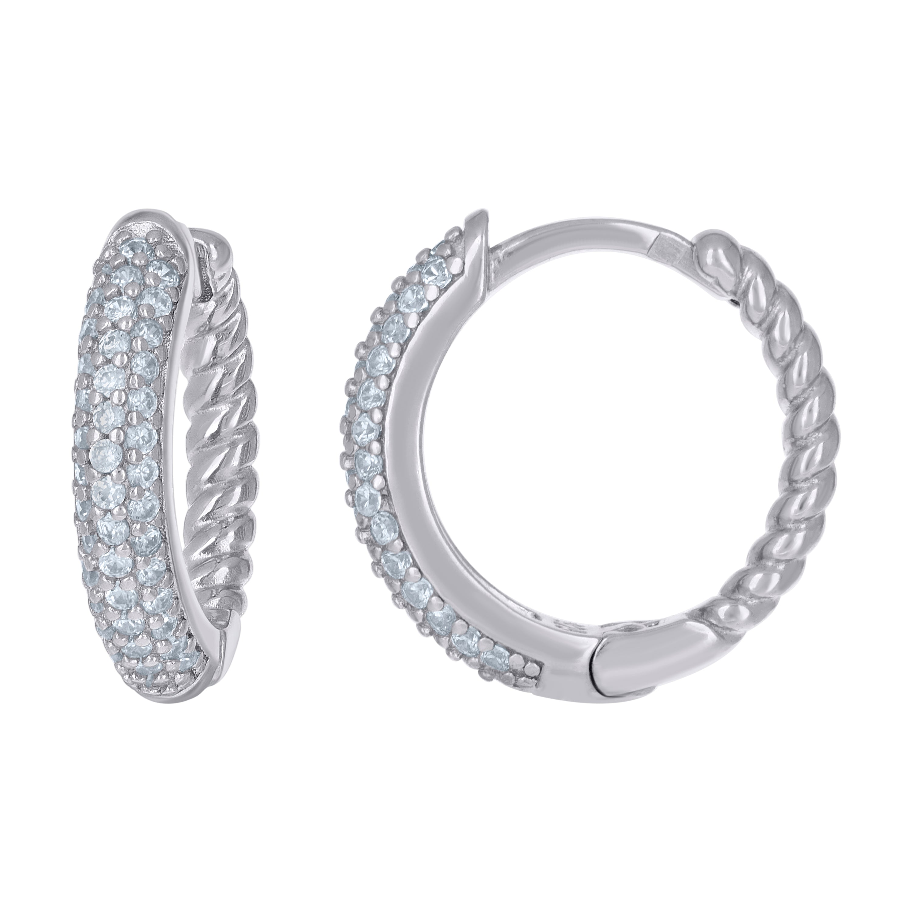925 Sterling Silver Womens Cubic-Zirconia Fashion Hoop Huggies Earrings 