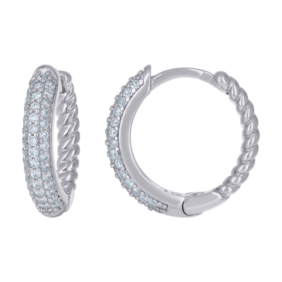 925 Sterling Silver Womens Cubic-Zirconia Fashion Hoop Huggies Earrings 