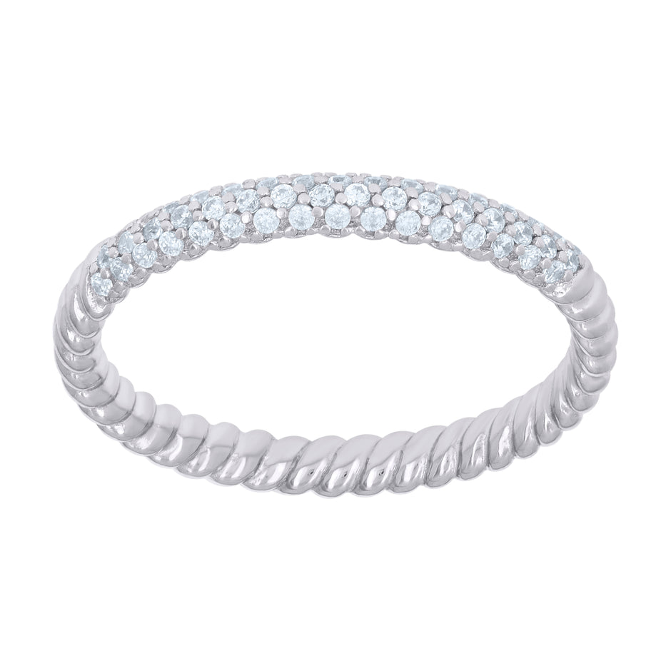 925 Sterling Silver Womens Round Cubic-Zirconia Twisted Engagement Ring S9 - SLV-121113