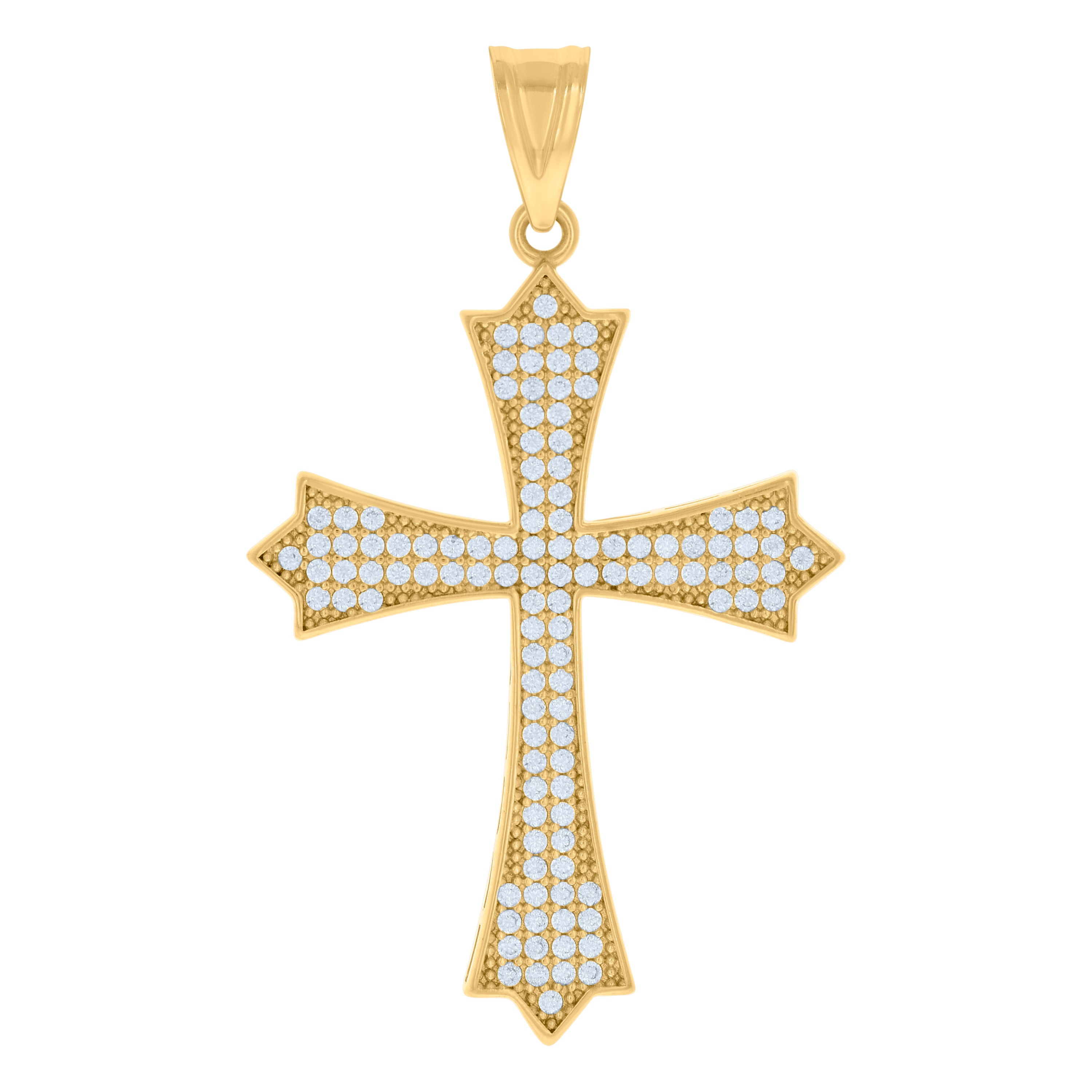 10kt Yellow Gold Mens Cubic-Zirconia Cross Religious Charm Pendant