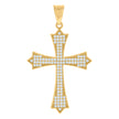 10kt Yellow Gold Mens Cubic-Zirconia Cross Religious Charm Pendant