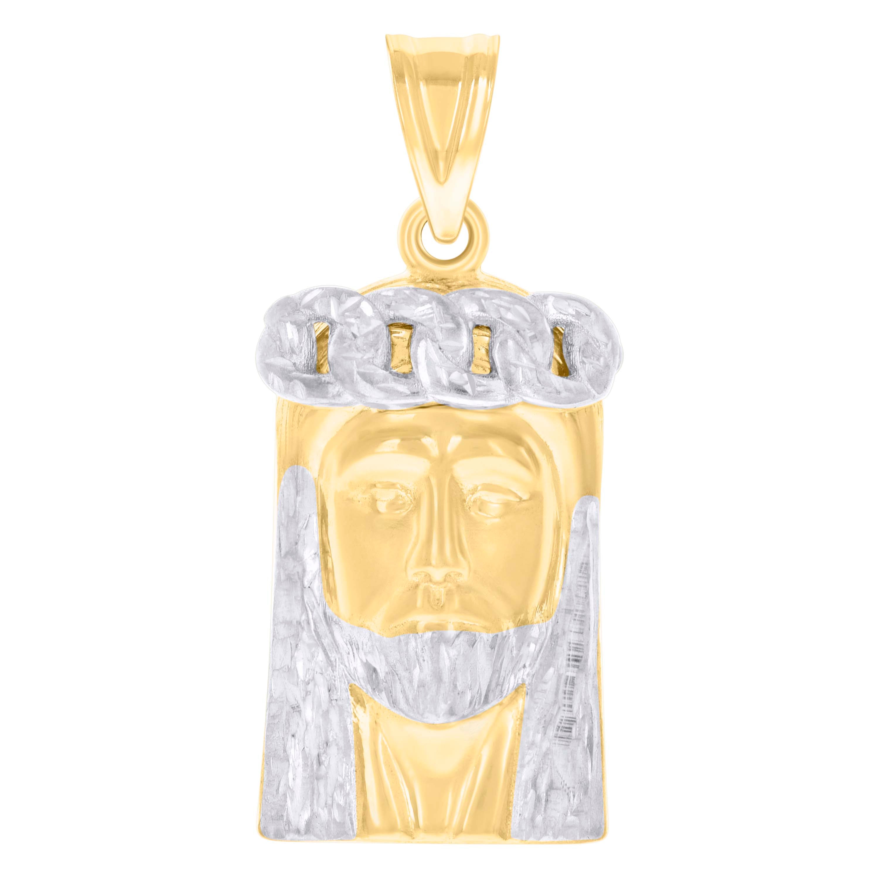 10kt Two-tone Gold Mens Jesus Religious Charm Pendant