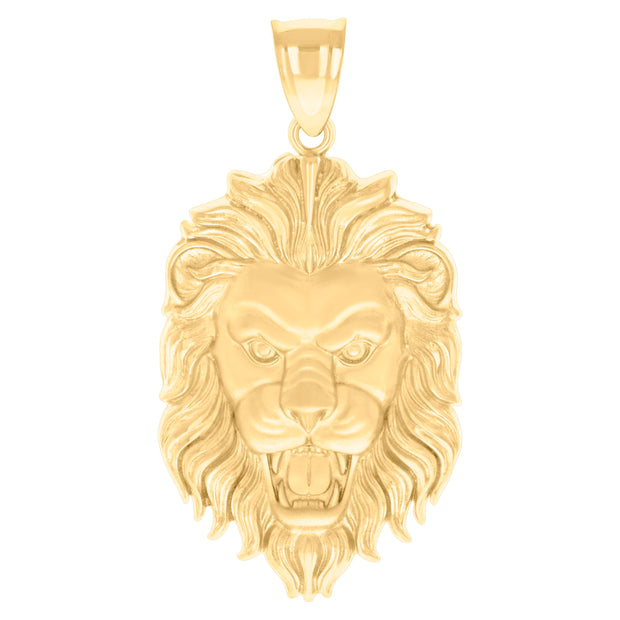 10kt Yellow Gold Mens Leo/Lion Head Animal Wildlife Charm Pendant
