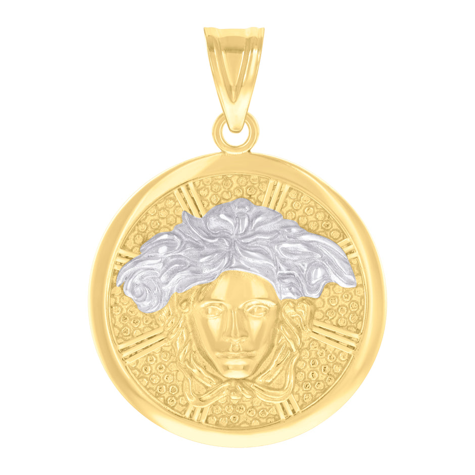 10kt Two-tone Gold Unisex Medusa Egyptian Fashion Charm Pendant