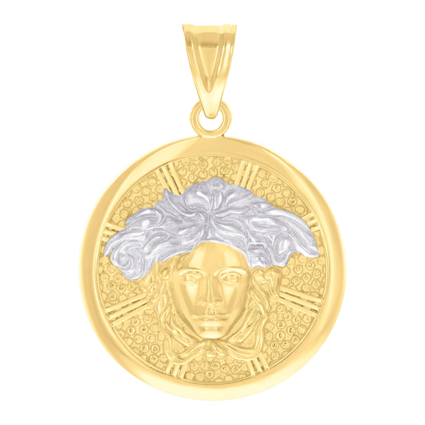10kt Two-tone Gold Unisex Medusa Egyptian Fashion Charm Pendant