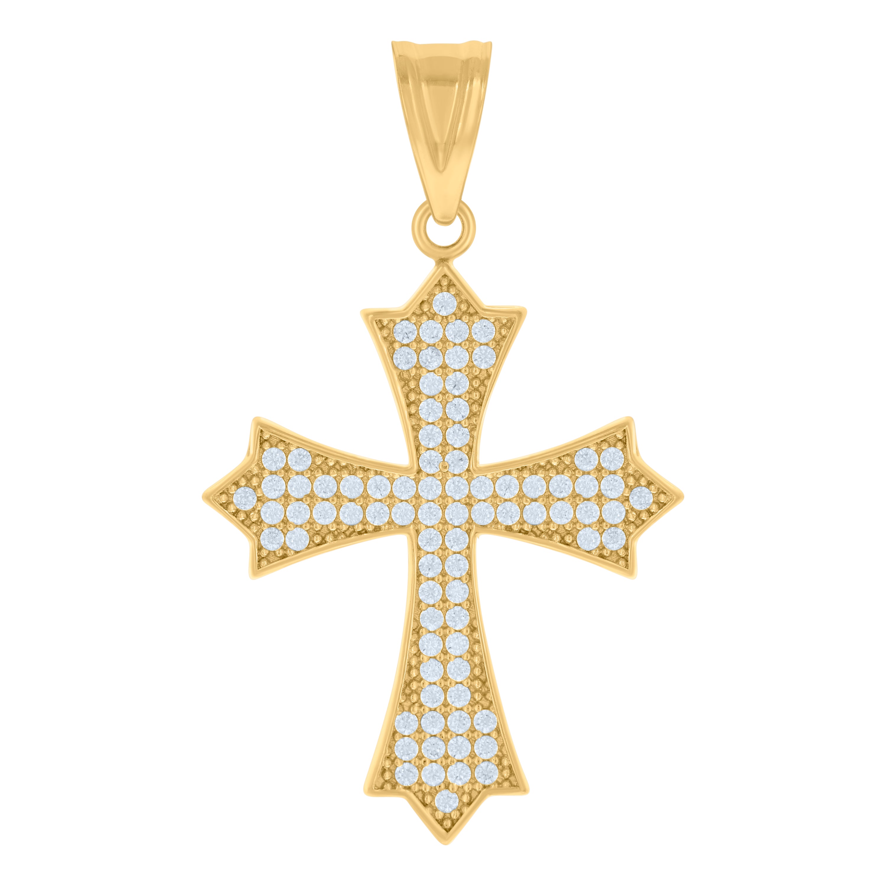 10kt Yellow Gold Mens Cubic-Zirconia Cross Religious Charm Pendant