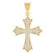 10kt Yellow Gold Mens Cubic-Zirconia Cross Religious Charm Pendant