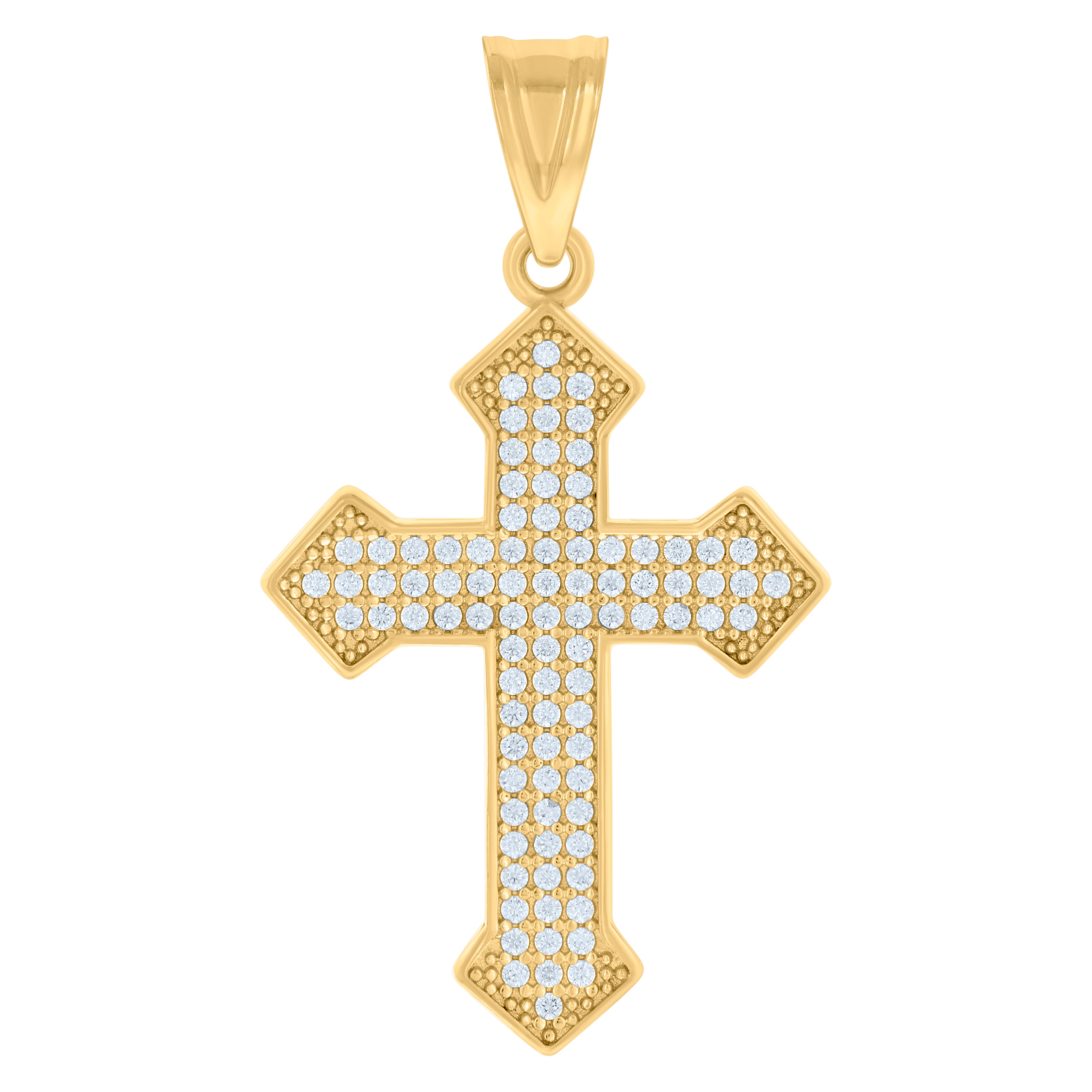 10kt Yellow Gold Mens Cubic-Zirconia Cross Religious Charm Pendant