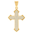 10kt Yellow Gold Mens Cubic-Zirconia Cross Religious Charm Pendant