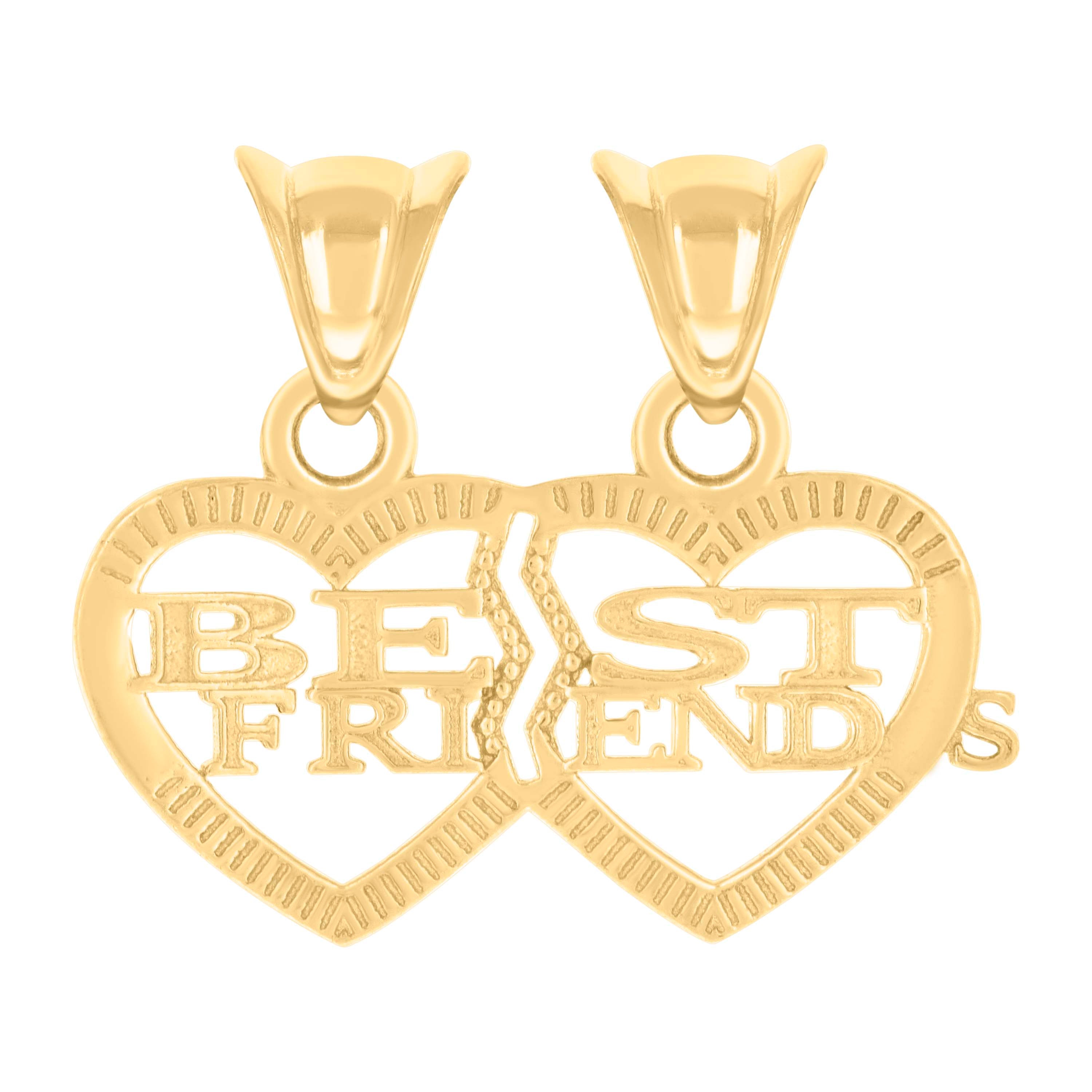 10kt Yellow Gold Womens BEST FRIENDS Heart Charm Pendant