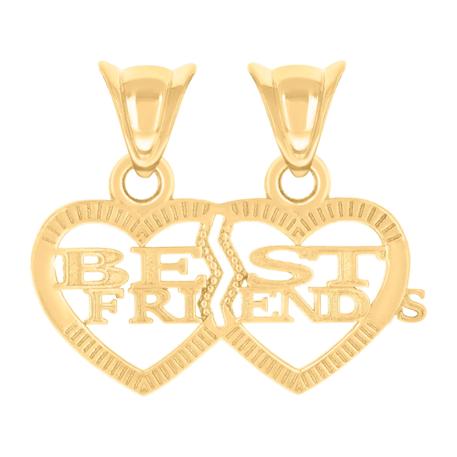 10kt Yellow Gold Womens BEST FRIENDS Heart Charm Pendant