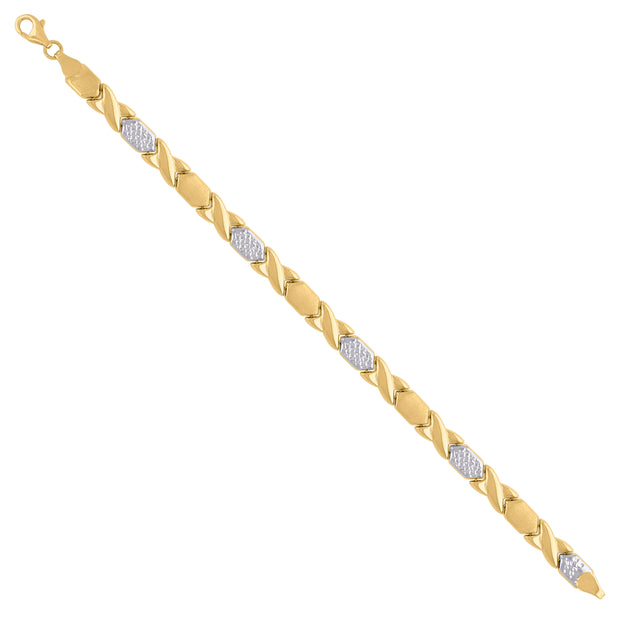 14kt Two-Tone Gold Womens XOXO Stampato Bracelet 7 Inches