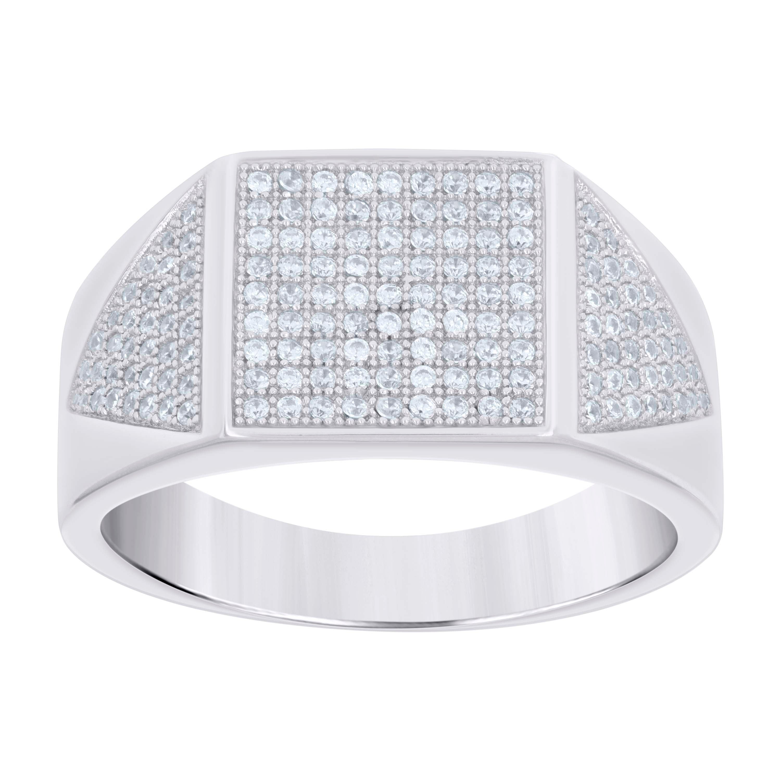 925 Sterling Silver Mens Cubic-Zirconia Square Head Fashion Ring Size 9