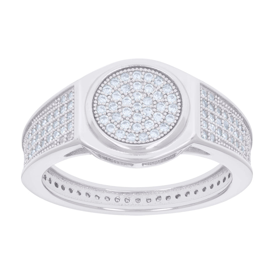 925 Sterling Silver Mens Cubic-Zirconia Fashion Ring Size 9