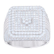 925 Sterling Silver Mens Cubic-Zirconia Square Head Fashion Ring Size 10 - SLV-121684