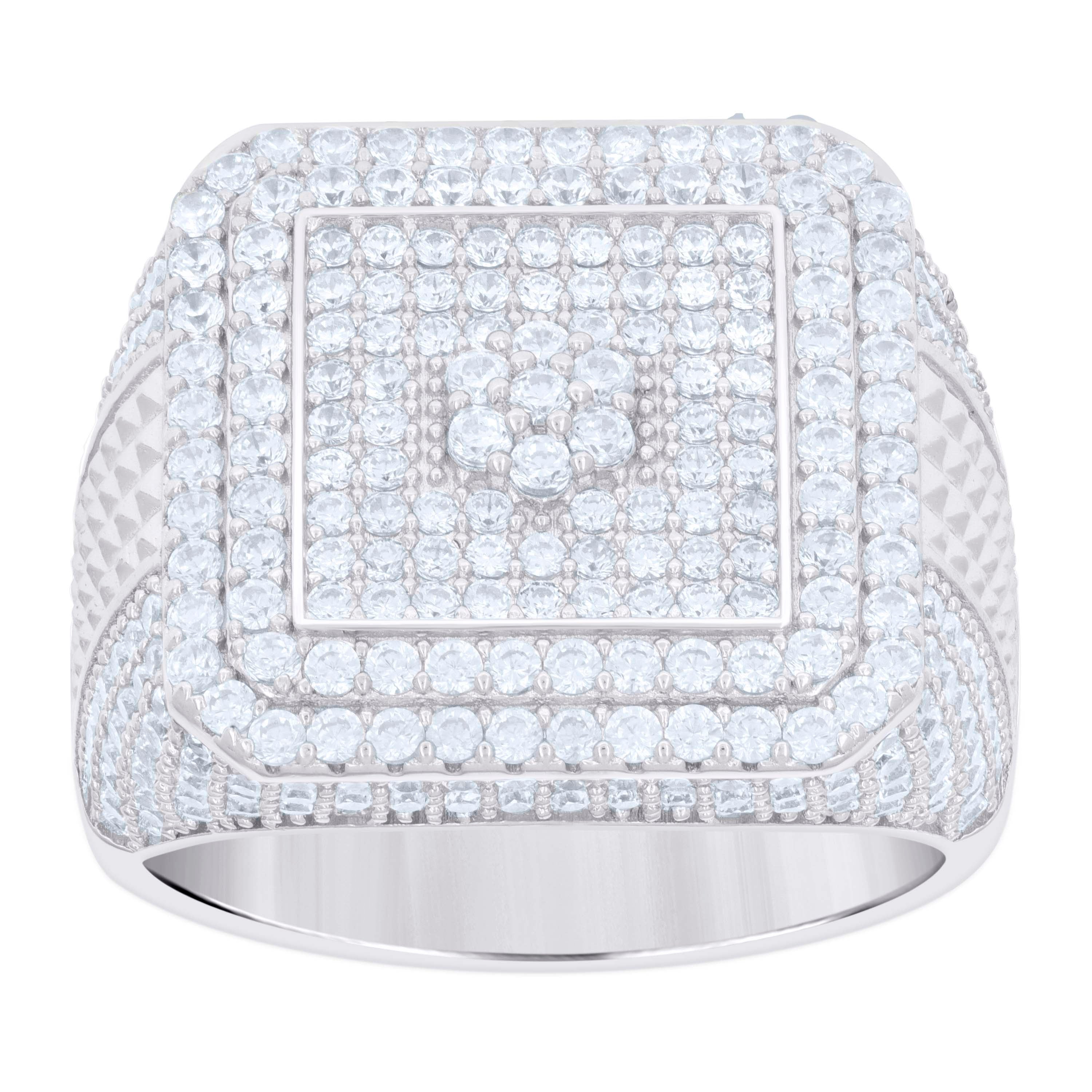 925 Sterling Silver Mens Cubic-Zirconia Square Head Fashion Ring Size 11 - SLV-121685