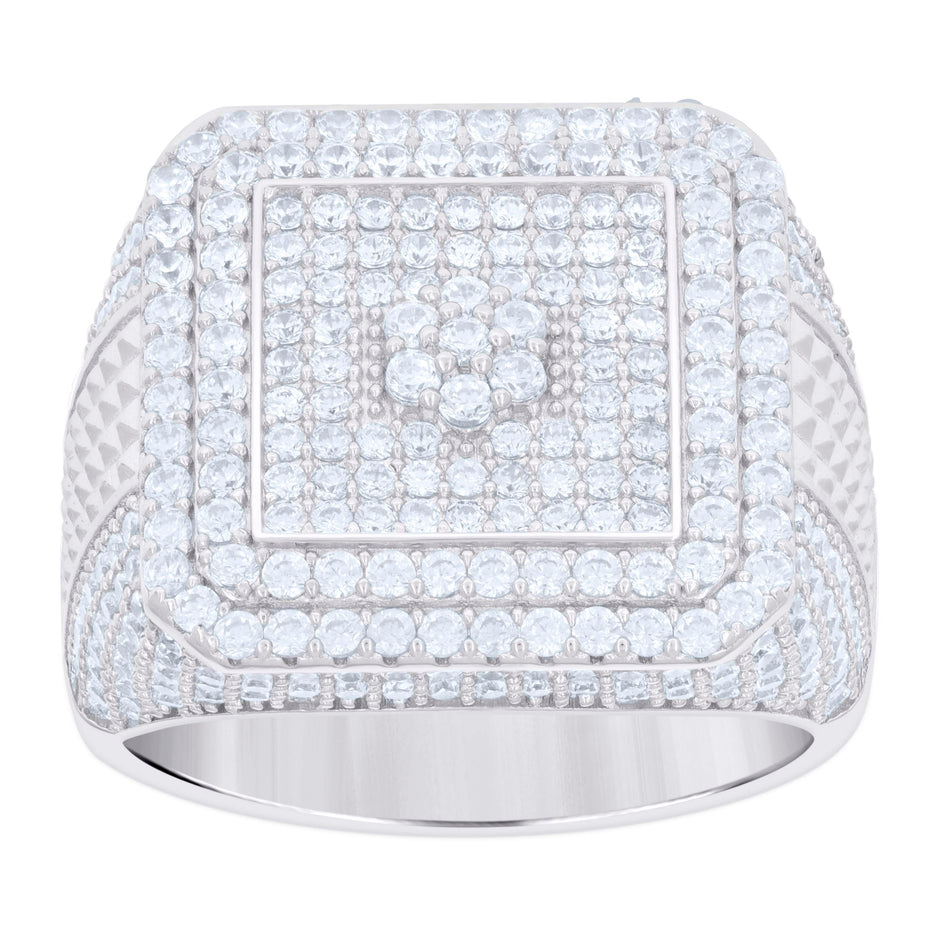 925 Sterling Silver Mens Cubic-Zirconia Square Head Fashion Ring Size 11 - SLV-121685