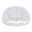 925 Sterling Silver Mens Cubic-Zirconia Square Head Fashion Ring Size 11 - SLV-121695
