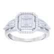 925 Sterling Silver Womens Baguette Round Cubic-Zirconia Octagon Head Fashion Ring Size 6