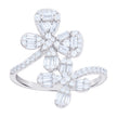 925 Sterling Silver Womens Baguette Round Cubic-Zirconia Flower Fashion Ring Size 7 - SLV-121714
