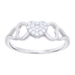 925 Sterling Silver Womens Cubic-Zirconia Bow Heart Ring Size 6