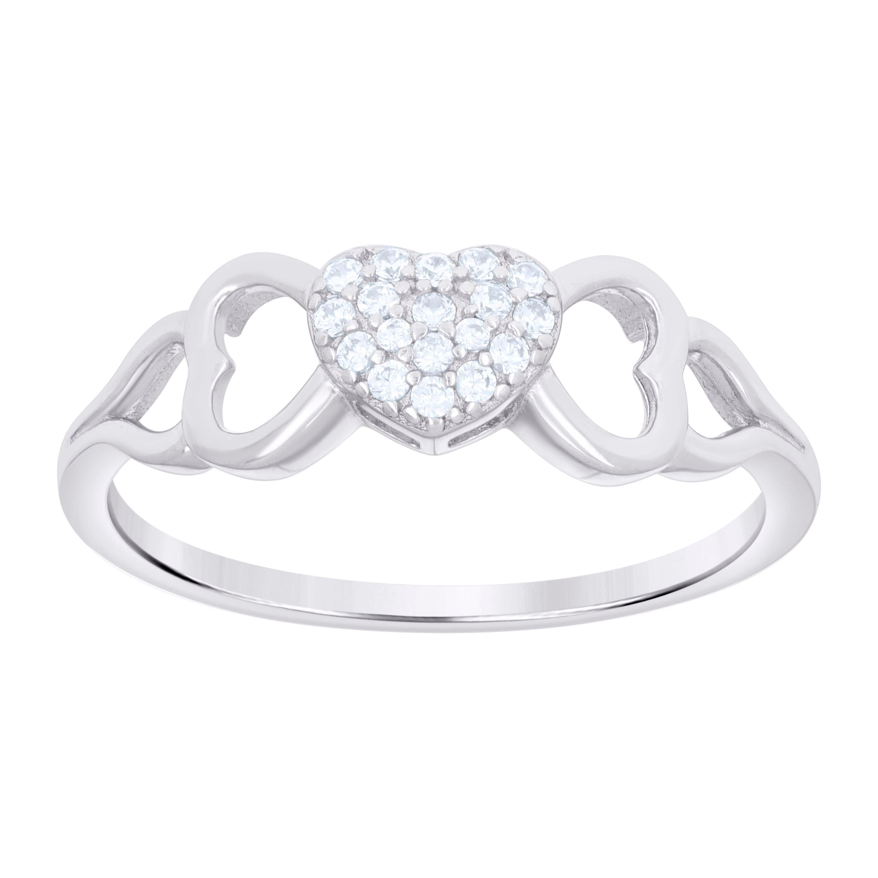 925 Sterling Silver Womens Cubic-Zirconia Bow Heart Ring Size 8 - SLV-121735