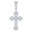 925 Sterling Silver Mens Baguette Round Cubic-Zirconia Cross Religious Charm Pendant