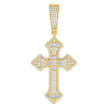 925 Sterling Silver Yellow-tone Mens Baguette Round Cubic-Zirconia Cross Religious Charm Pendant