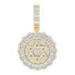 925 Sterling Silver Yellow-tone Mens Baguette Round Cubic-Zirconia Star Of David Symbol Religious Pendant