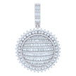 925 Sterling Silver Mens Baguette Round Cubic-Zirconia Fashion Charm Pendant