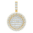 925 Sterling Silver Yellow-tone Mens Baguette Round Cubic-Zirconia Fashion Charm Pendant