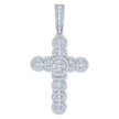 925 Sterling Silver Mens Baguette Round Cubic-Zirconia Cross Religious Charm Pendant