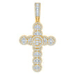 925 Sterling Silver Yellow-tone Mens Baguette Round Cubic-Zirconia Cross Religious Charm Pendant