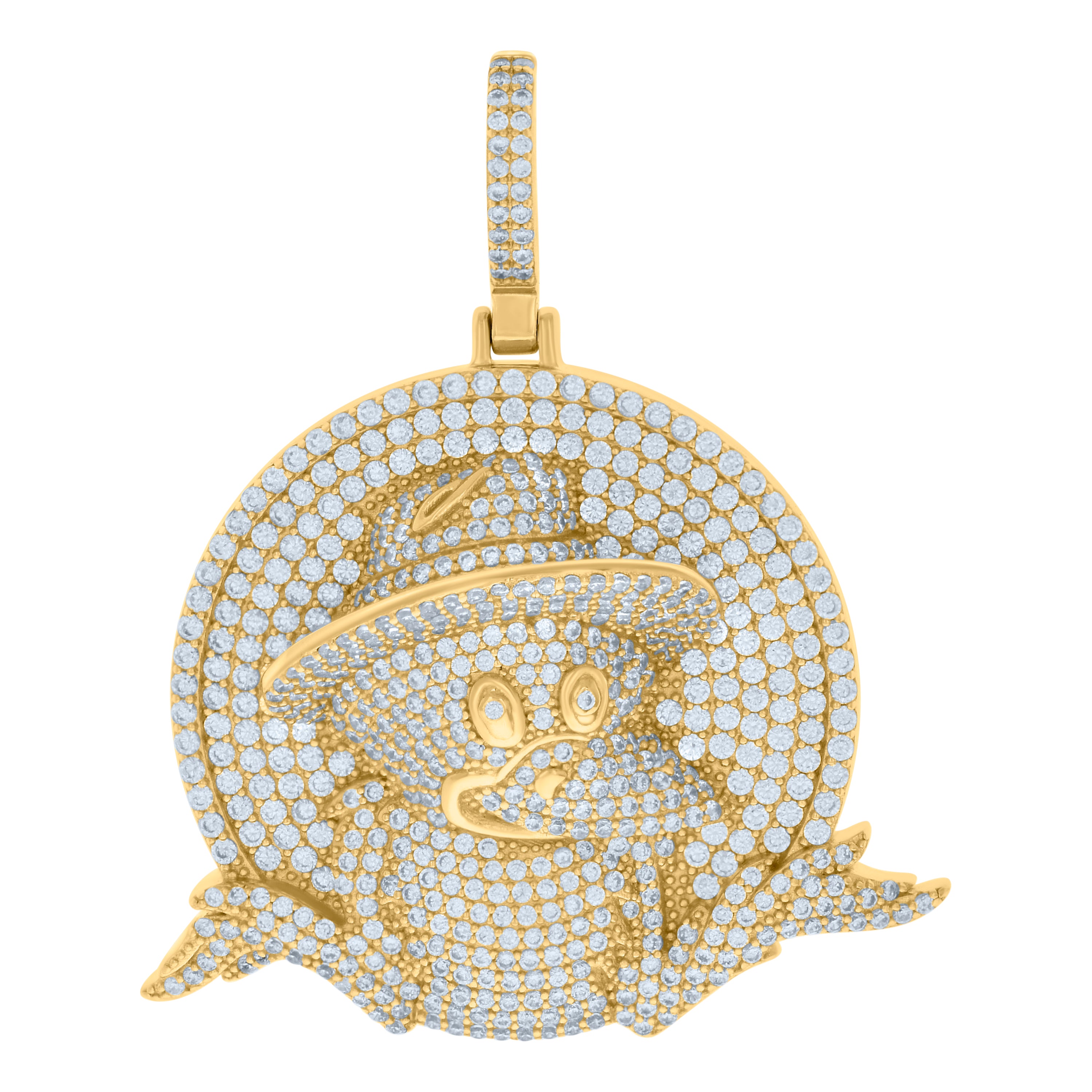 925 Sterling Silver Yellow-tone Mens Cubic-Zirconia Fashion Charm Pendant