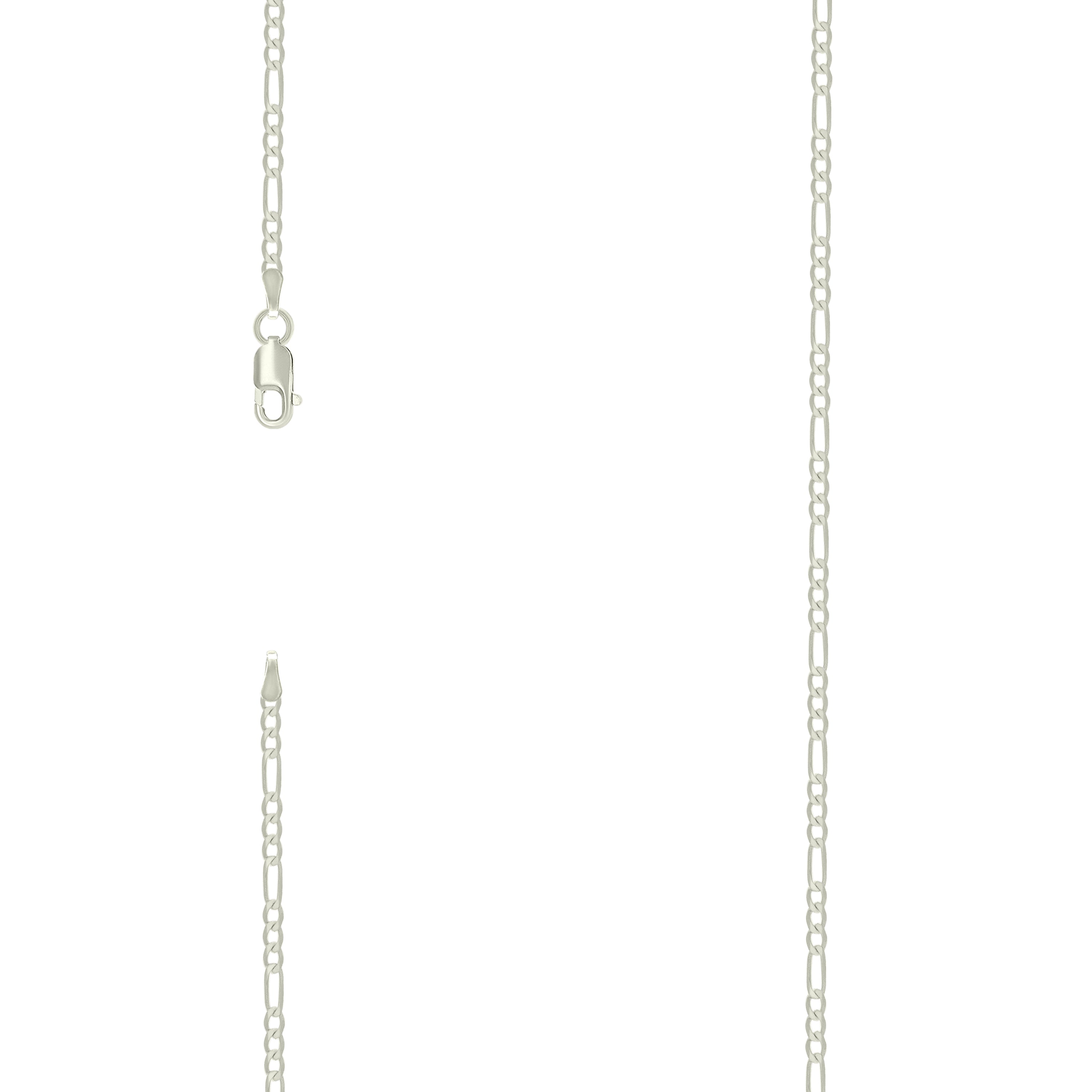 925 Sterling Silver Super Flat Figaro Chain Silver Plated 060 2.3mm-24