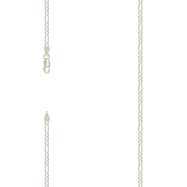 925 Sterling Silver Super Flat Figaro Chain Silver Plated 080 2.9mm-7"