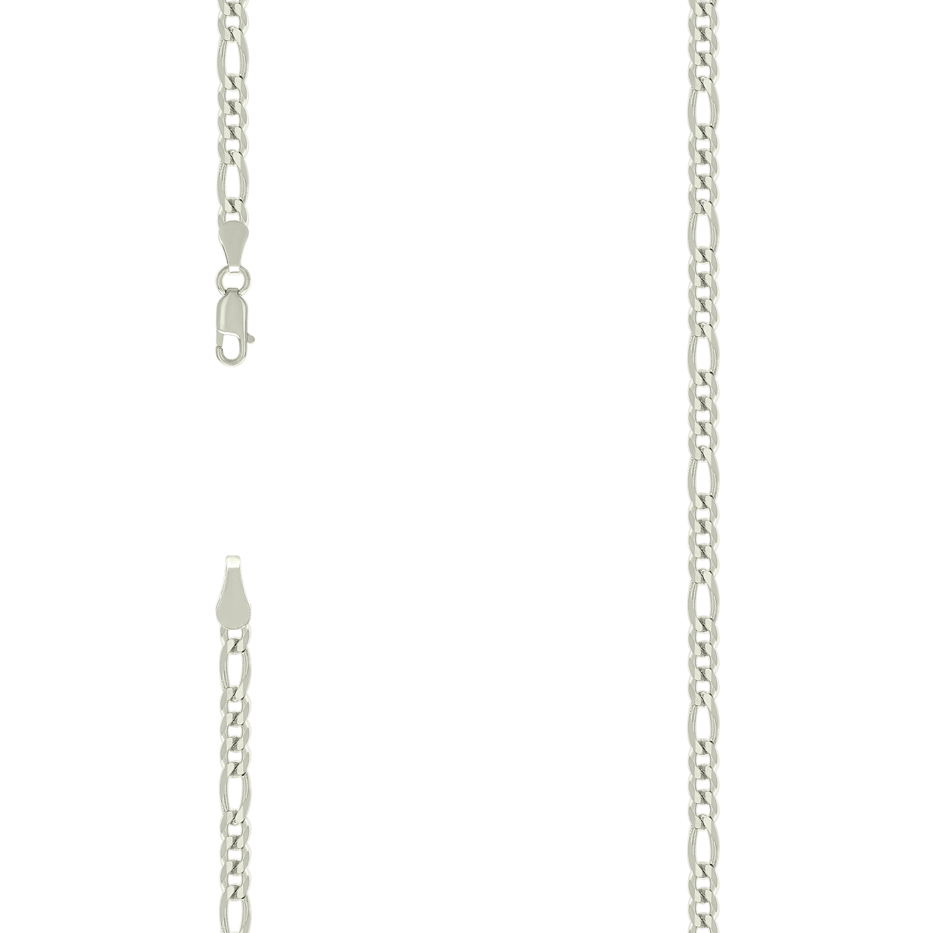 925 Sterling Silver Super Flat Figaro Chain Silver Plated 100 3.9mm-8
