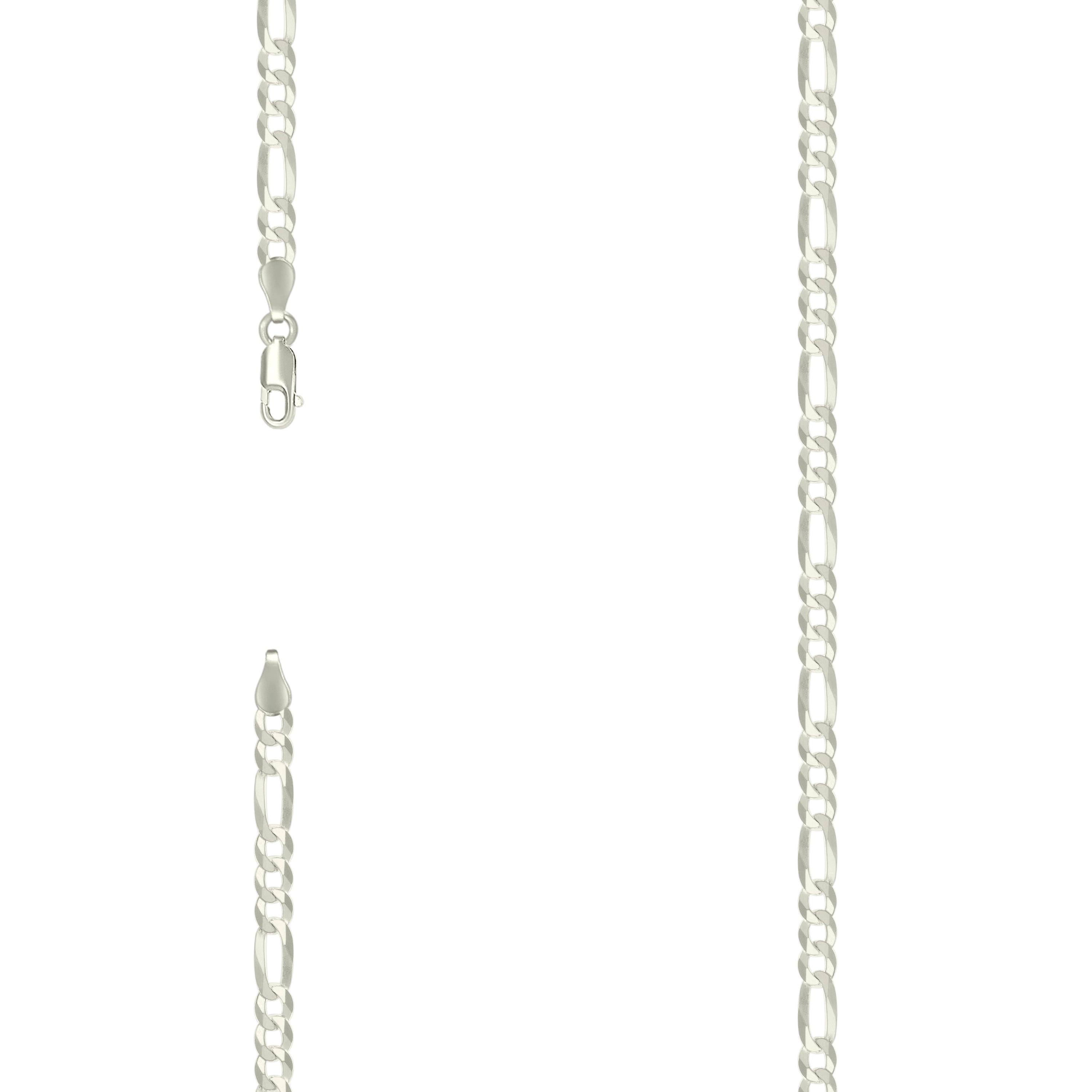 925 Sterling Silver Super Flat Figaro Chain Silver Plated 120 4.9mm-7