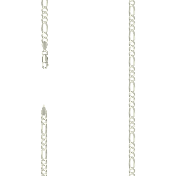 925 Sterling Silver Super Flat Figaro Chain Silver Plated 120 4.9mm-7"