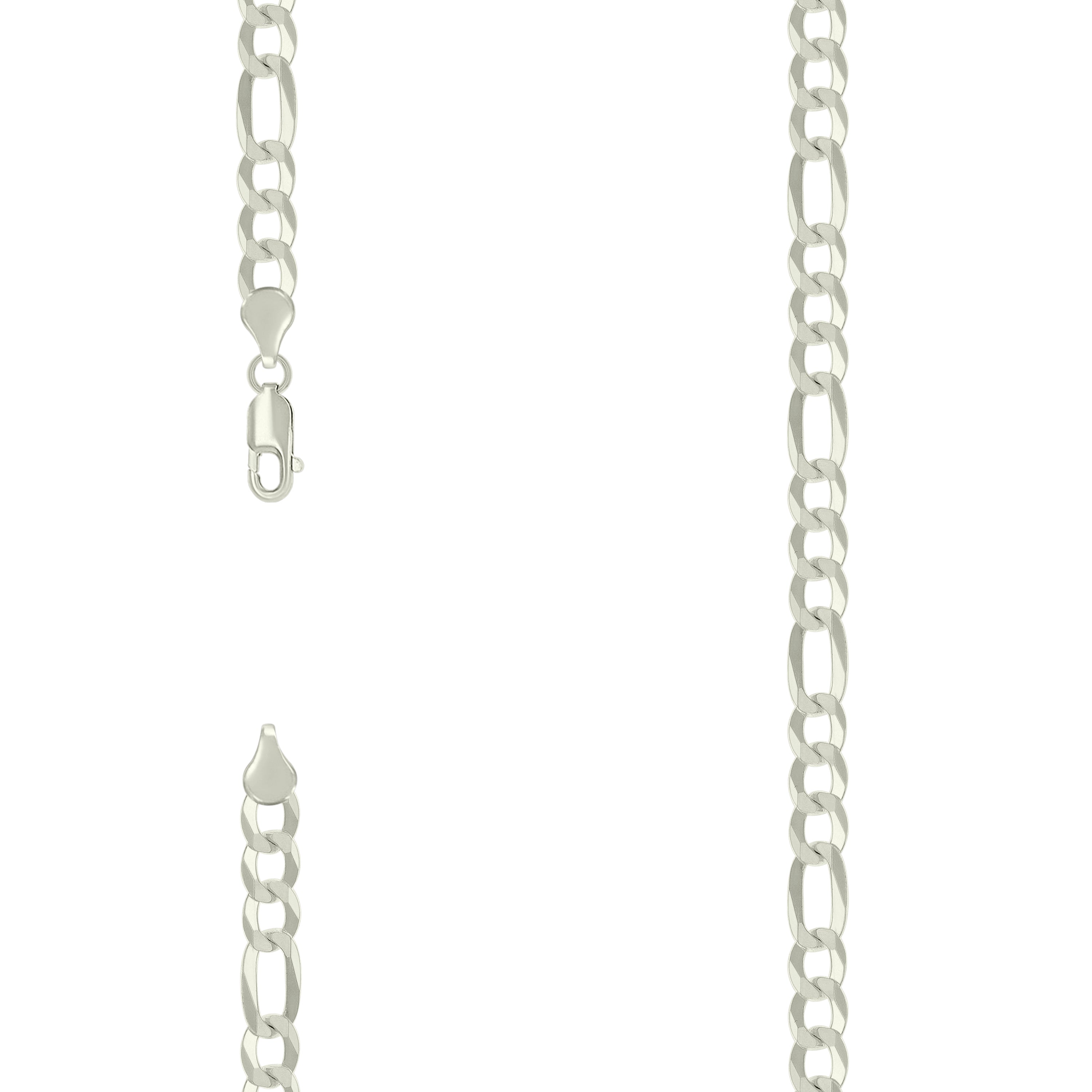 925 Sterling Silver Super Flat Figaro Chain Silver Plated 160 6.6mm-9