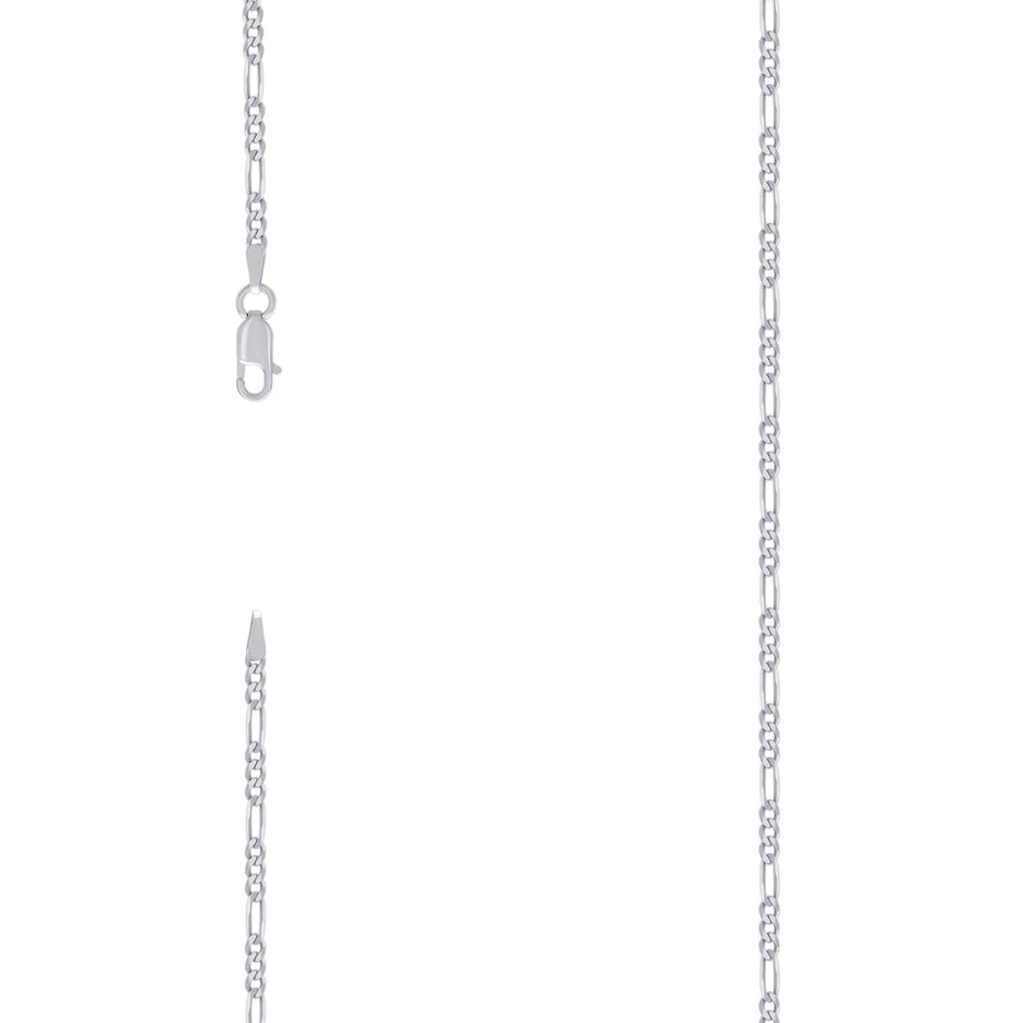 925 Sterling Silver Super Flat Figaro Chain Rhodium Plated 060 2.3mm-24" - SLV-122320
