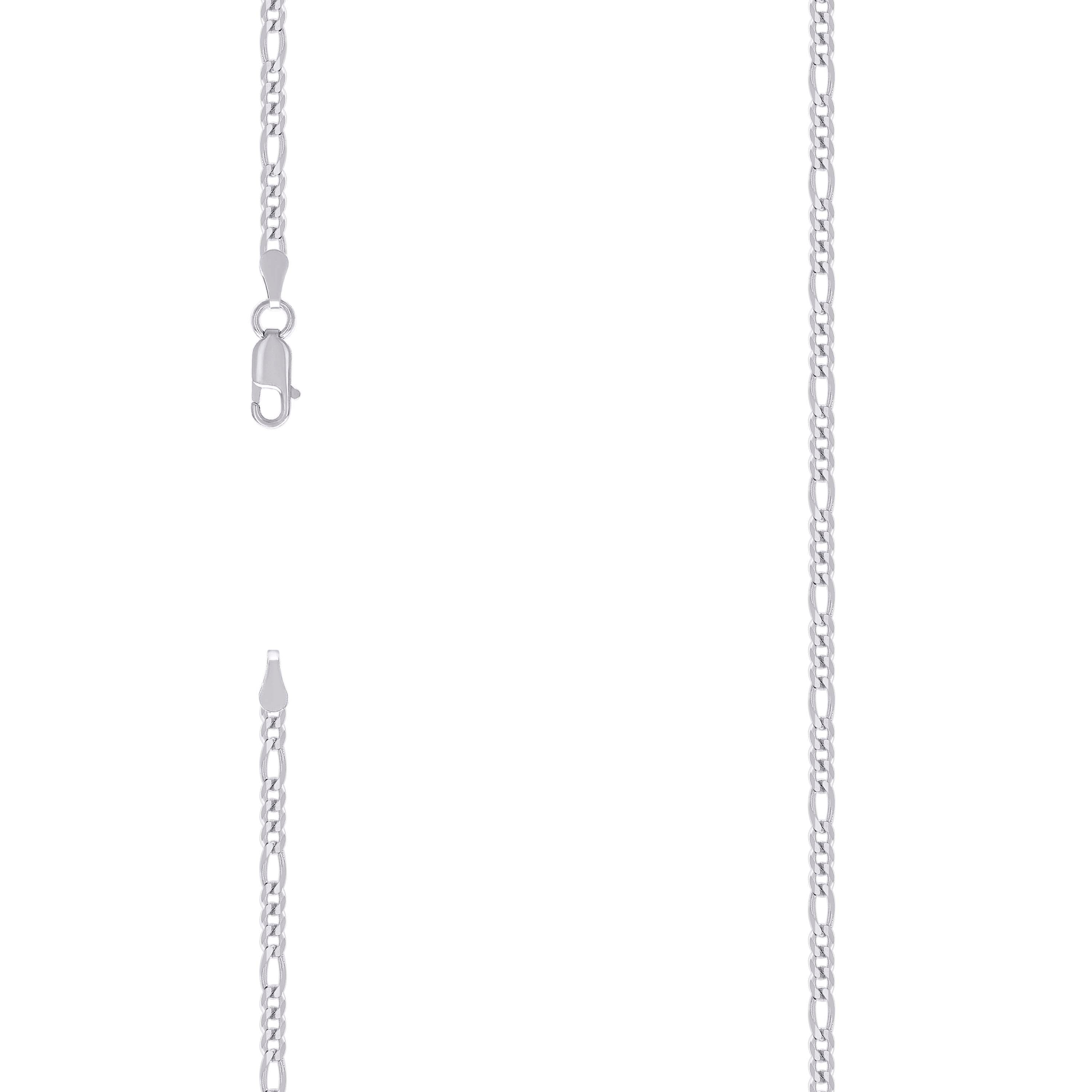 925 Sterling Silver Super Flat Figaro Chain Rhodium Plated 100 3.9mm-7