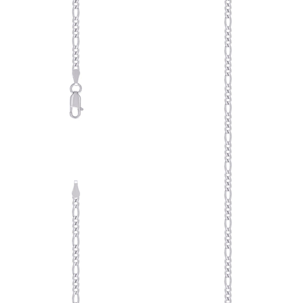 925 Sterling Silver Super Flat Figaro Chain Rhodium Plated 100 3.9mm-7"