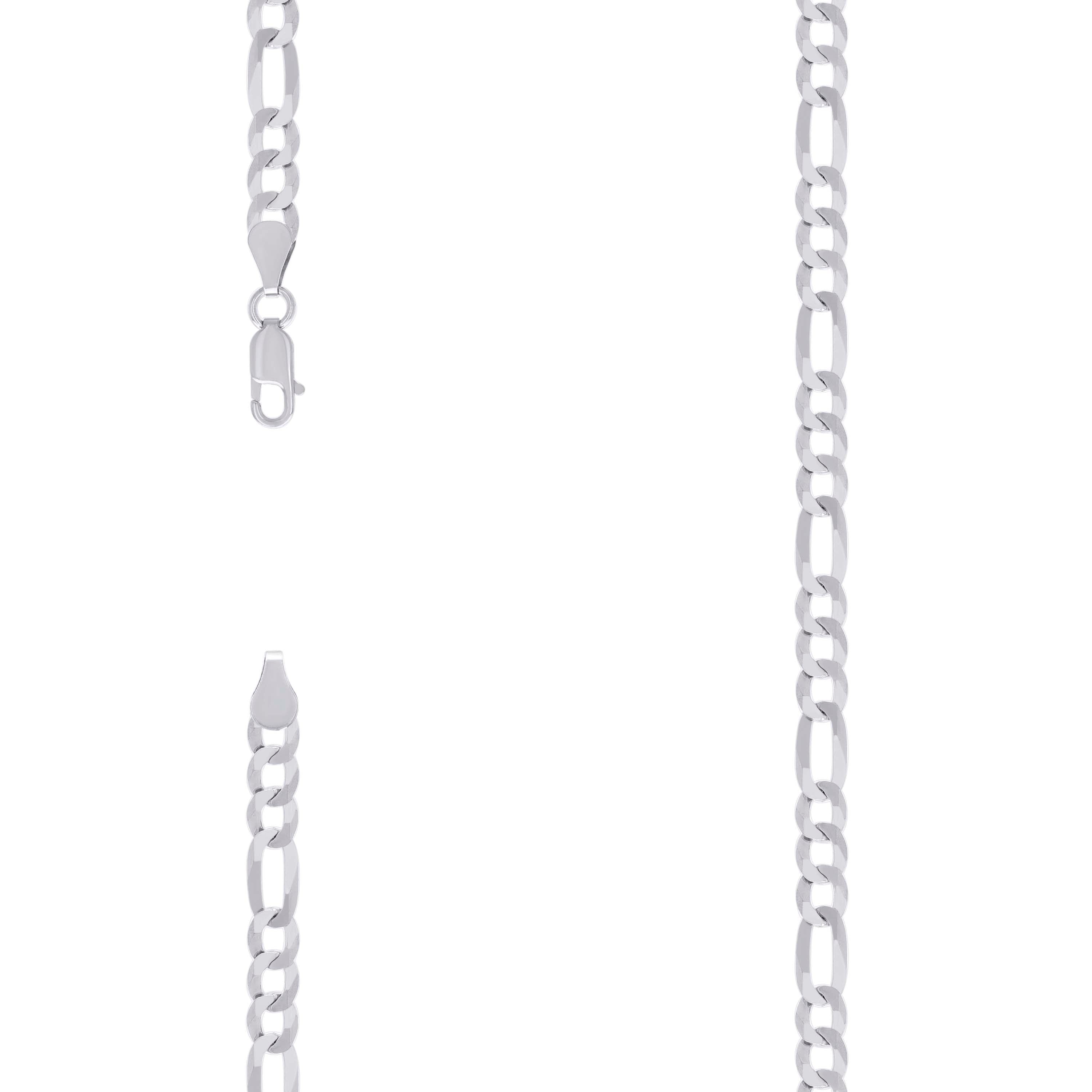 925 Sterling Silver Super Flat Figaro Chain Rhodium Plated 150 5.6mm-7