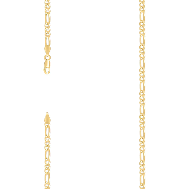 925 Sterling Silver Super Flat Figaro Chain Yellow Plated 100 3.9mm-7"